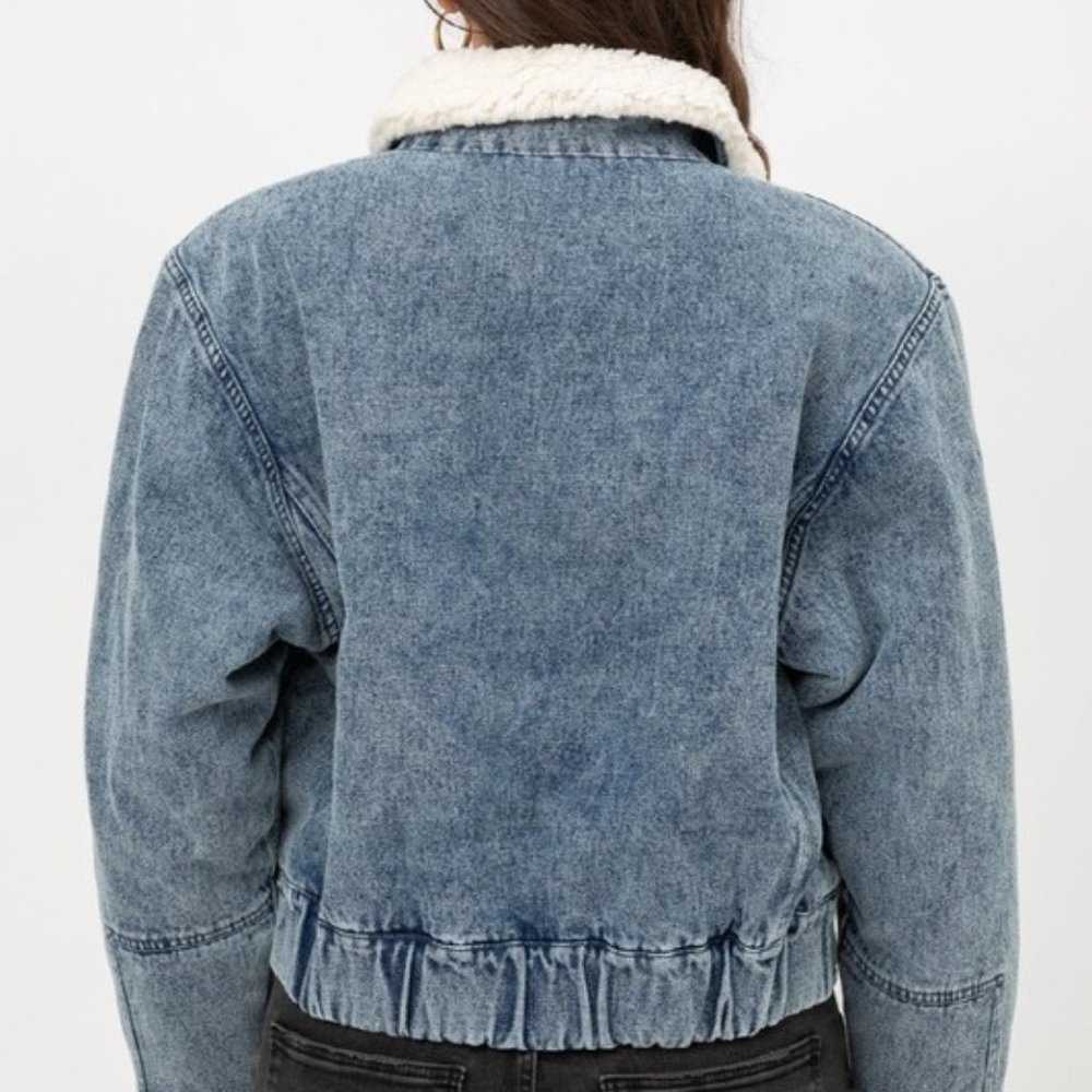 *1 LEFT* - PRICE FIRM - Denim Jacket with Sherling Lining - Picture 5 of 9